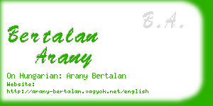 bertalan arany business card